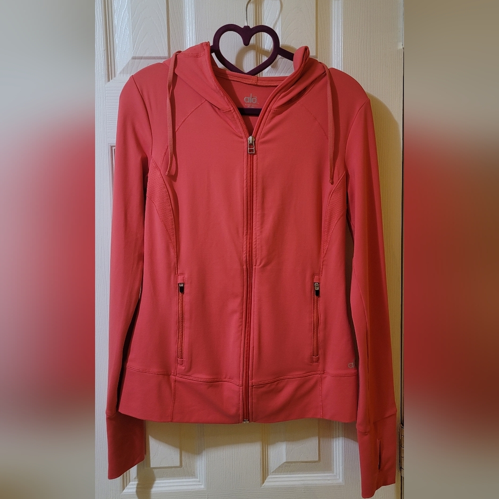ALO Yoga Coral Pink Full Zip Hoodie